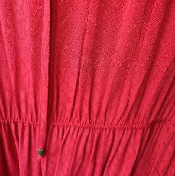 NURTURE by Westbound Red Tiered Embroidery Tie Front Boho Maxi Dress - Picture 5 of 5